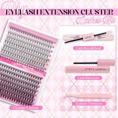 Lash tweezers and comb included in kit