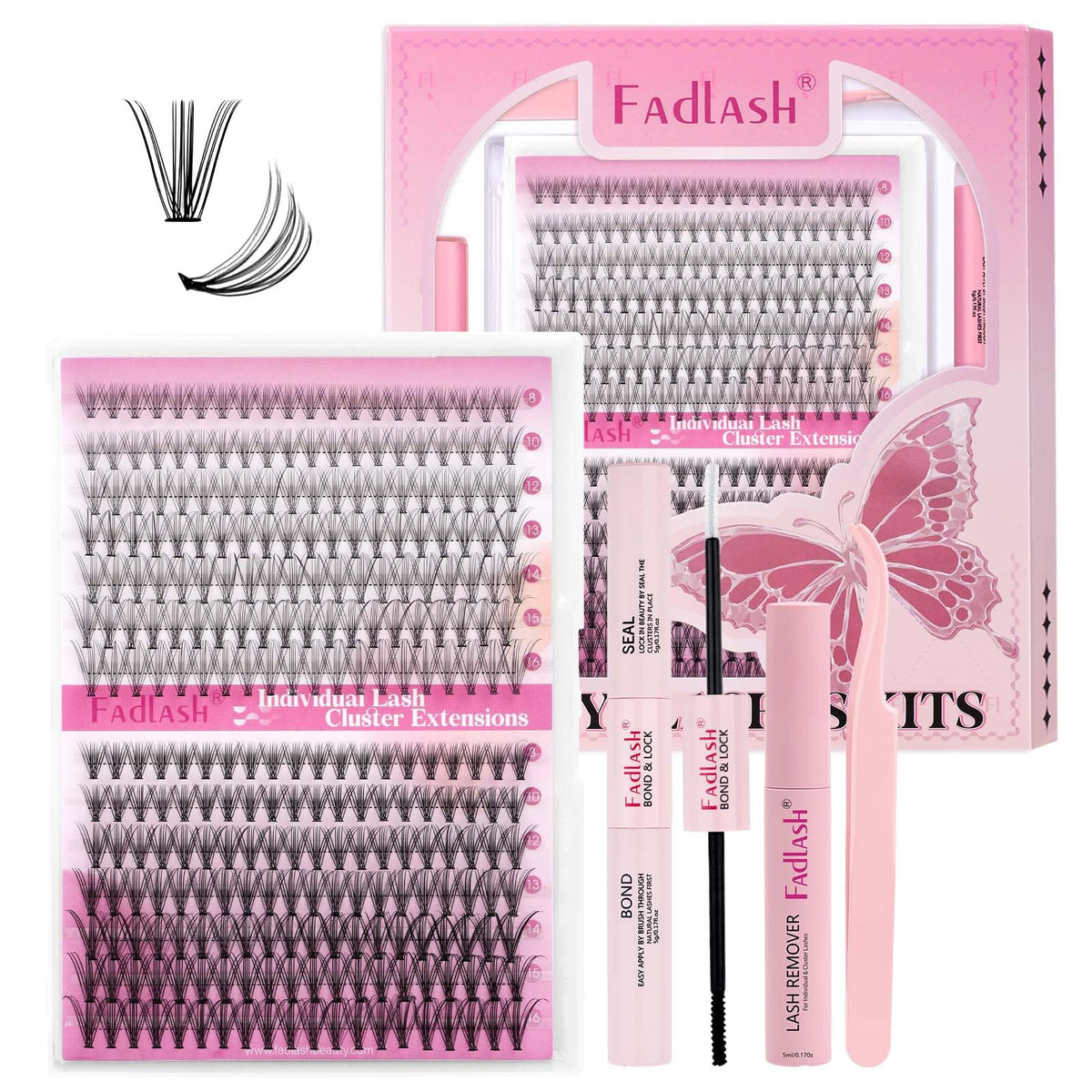 FADLASH lash clusters kit 10D+20D tray and accessories