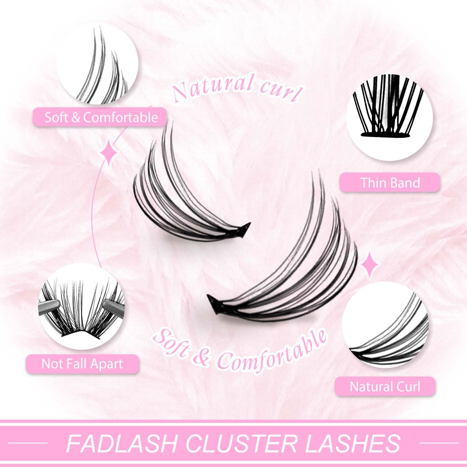 fadlash dcurl natural cluster eyelashes closeup