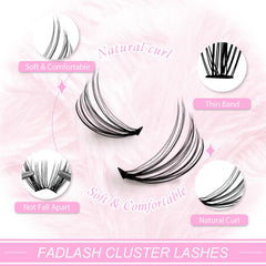 fadlash dcurl natural cluster eyelashes closeup