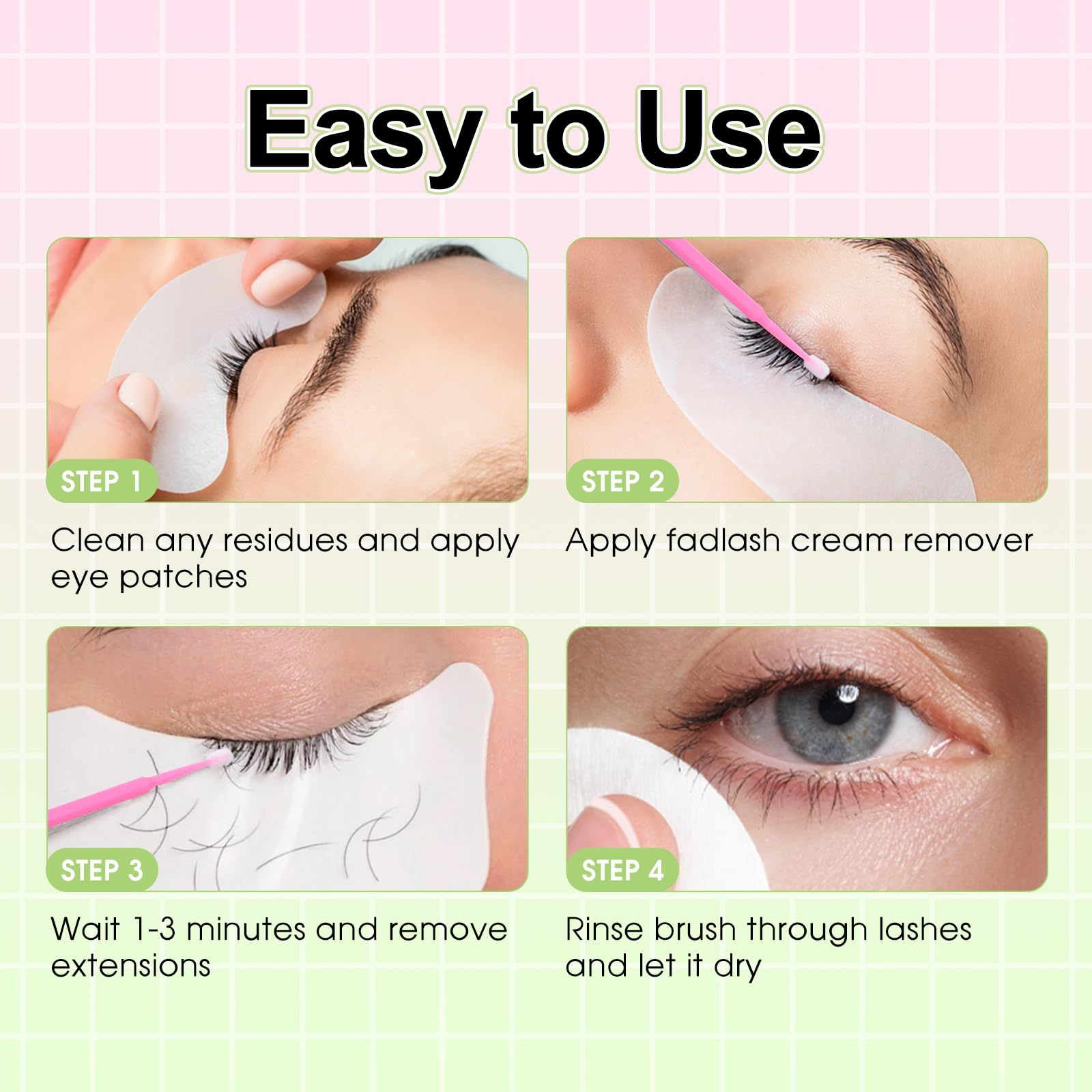 Easy to use lash extension remover application steps