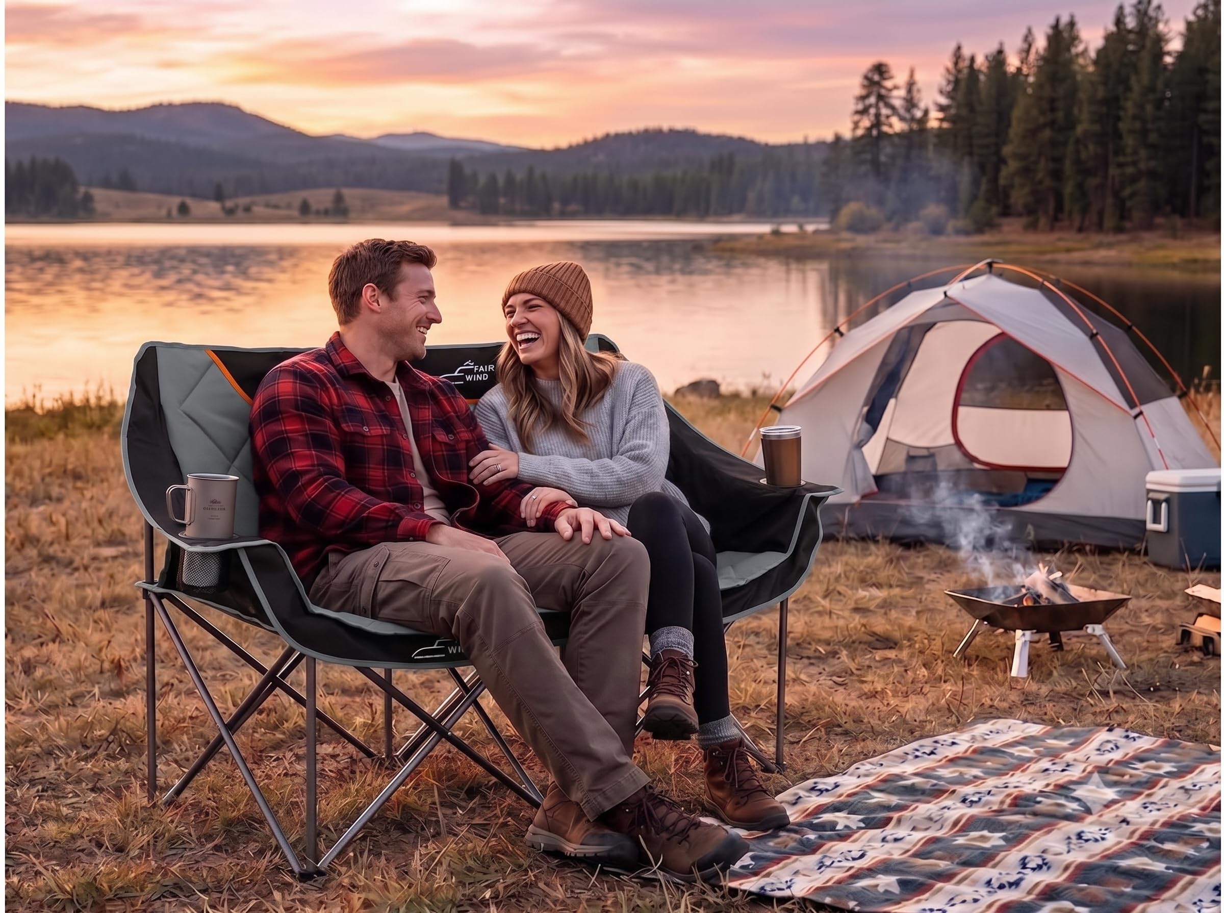 Double duo chair seating for couples with wide width