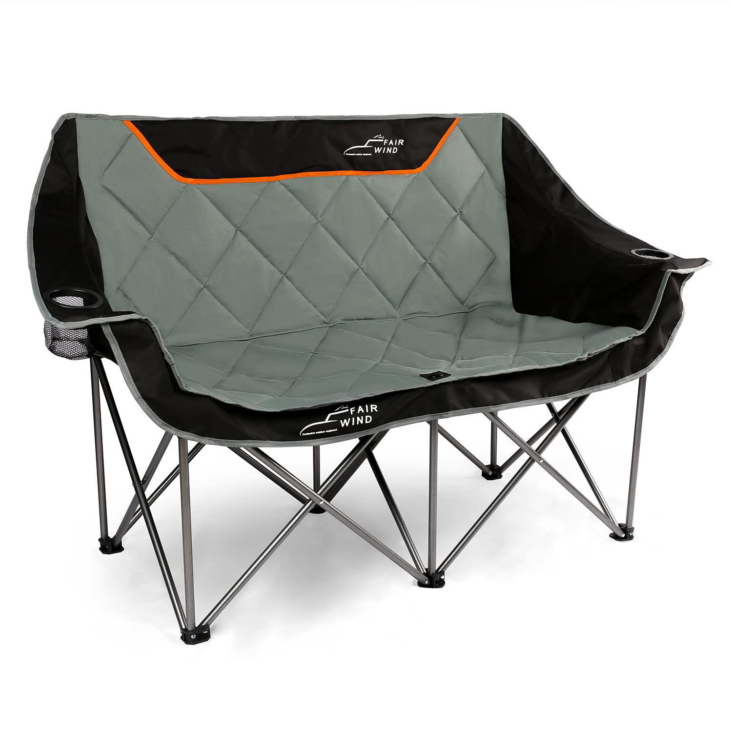 FAIR WIND oversized camping chair black with cup holders