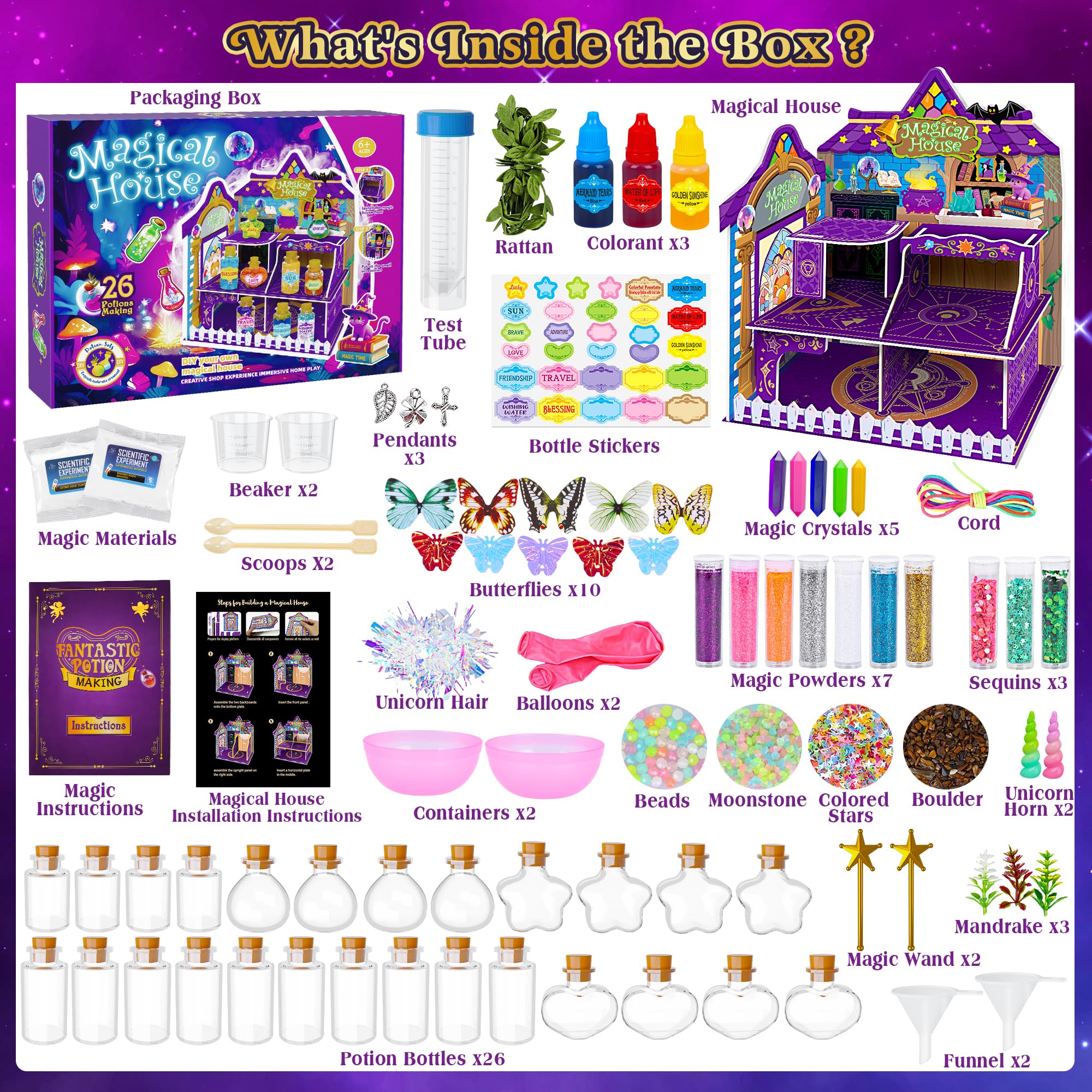 Fairy Magic Potions Kit for Kids includes recipe book and wand
