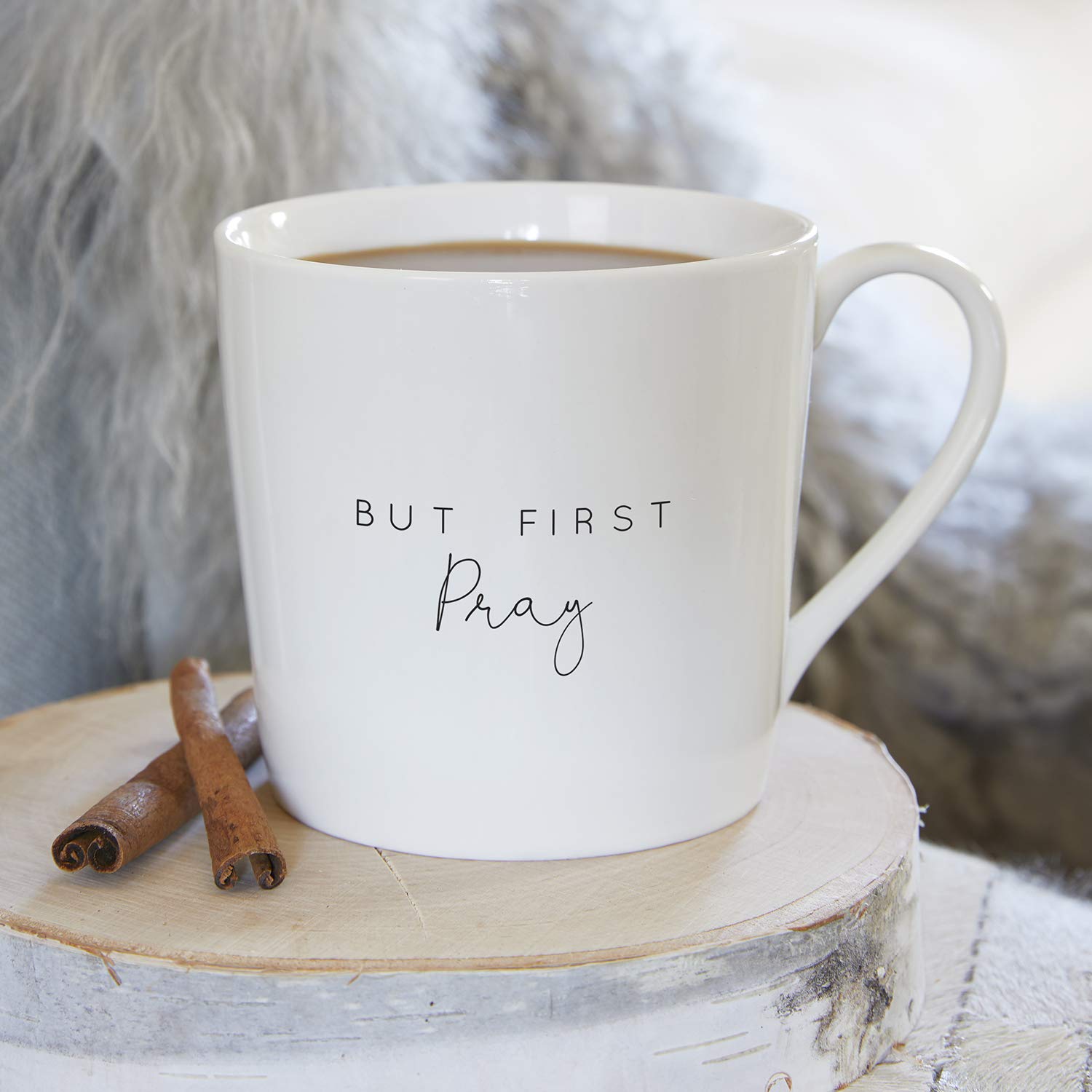 Faithworks bone china mug creamy white with black print 14-ounce