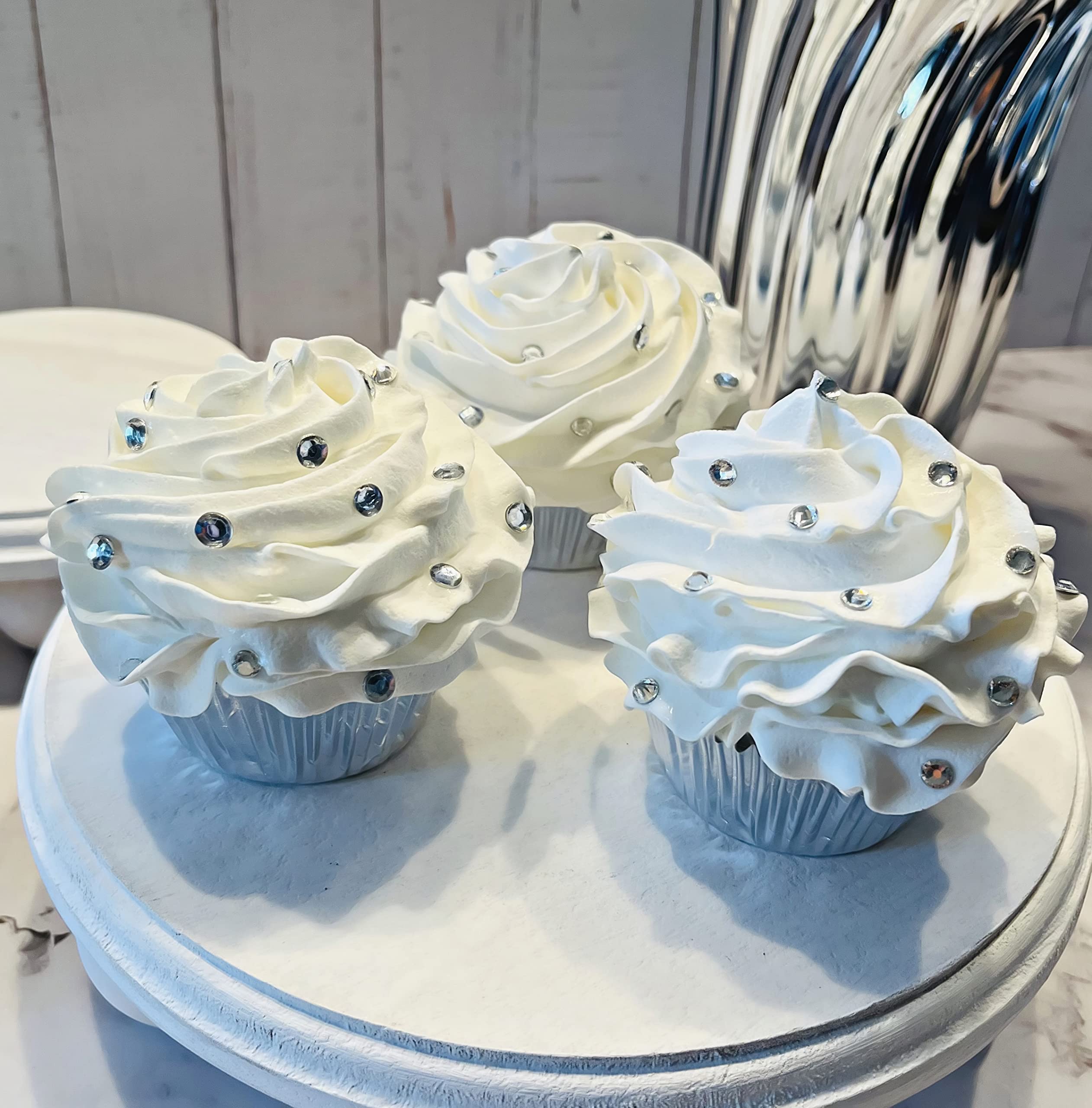 3.5 inch wide by 3.5 inch tall fake cupcakes