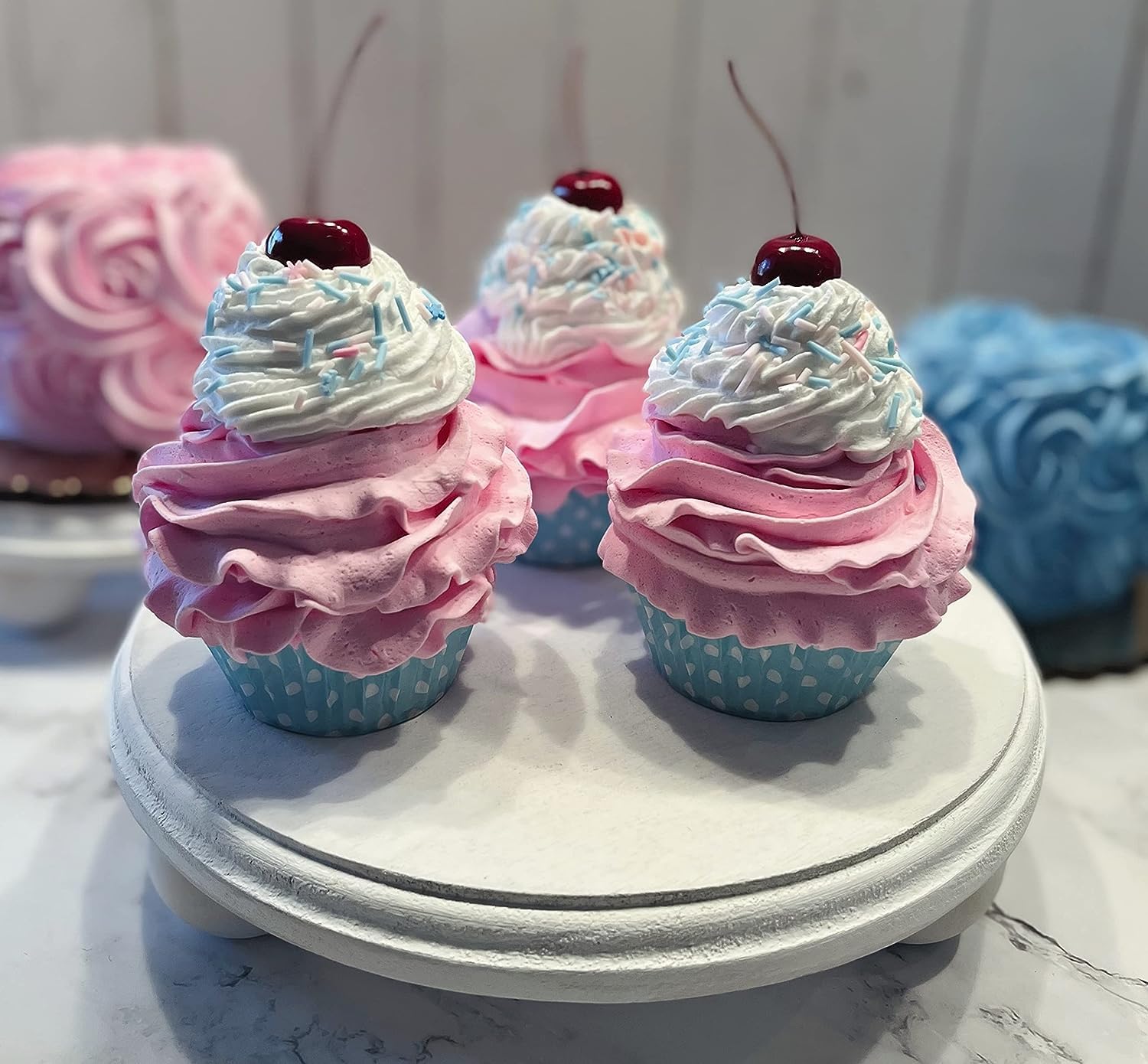 Handmade fake cupcakes for home decor by Dezicakes set of 3