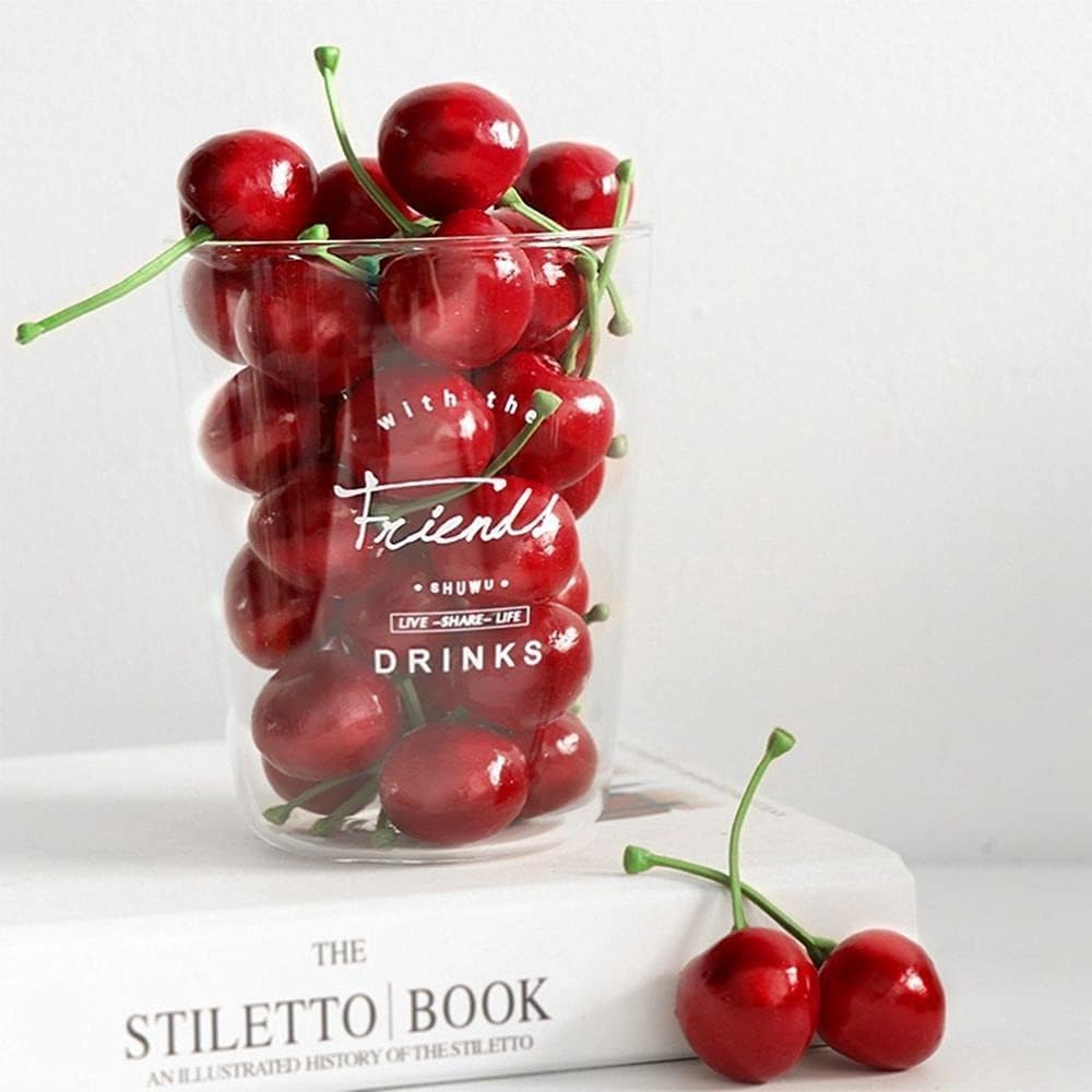 Lifelike fake cherry model plastic cherries