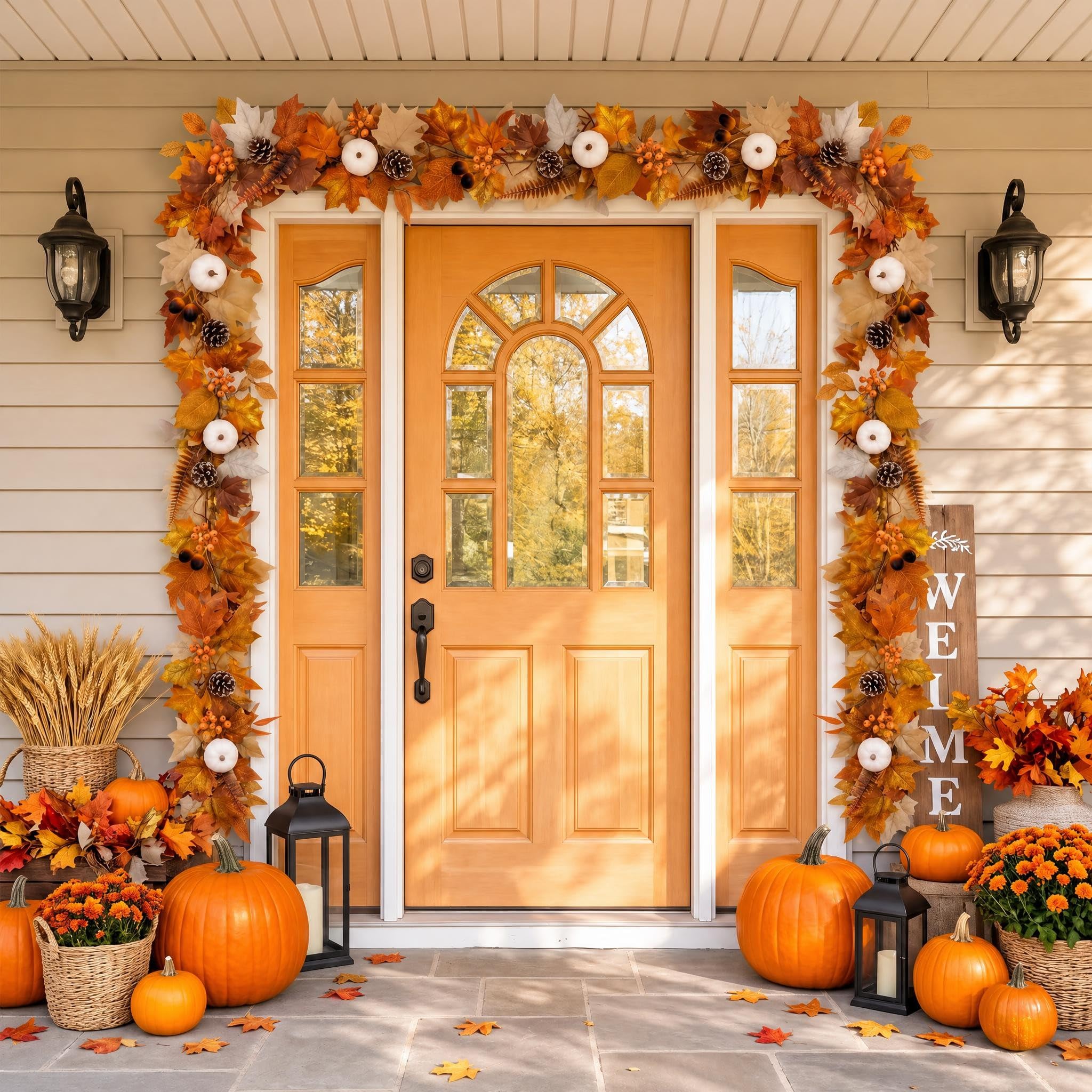 pumpkin pinecone acorn garland for farmhouse decor