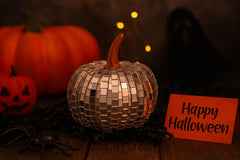 Fall decor mosaic pumpkin centerpiece on display image