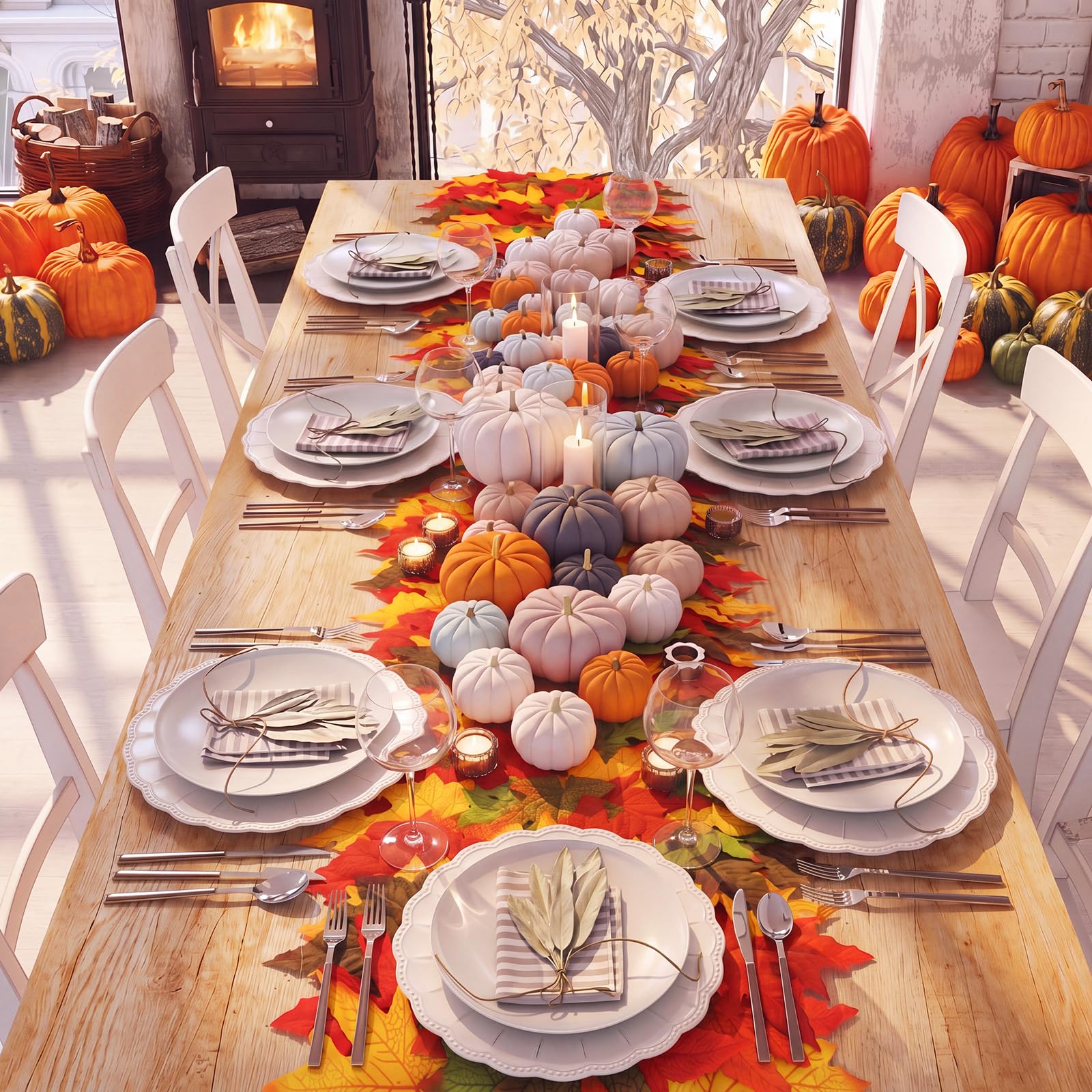 Versatile fall table runner for home dining and holidays
