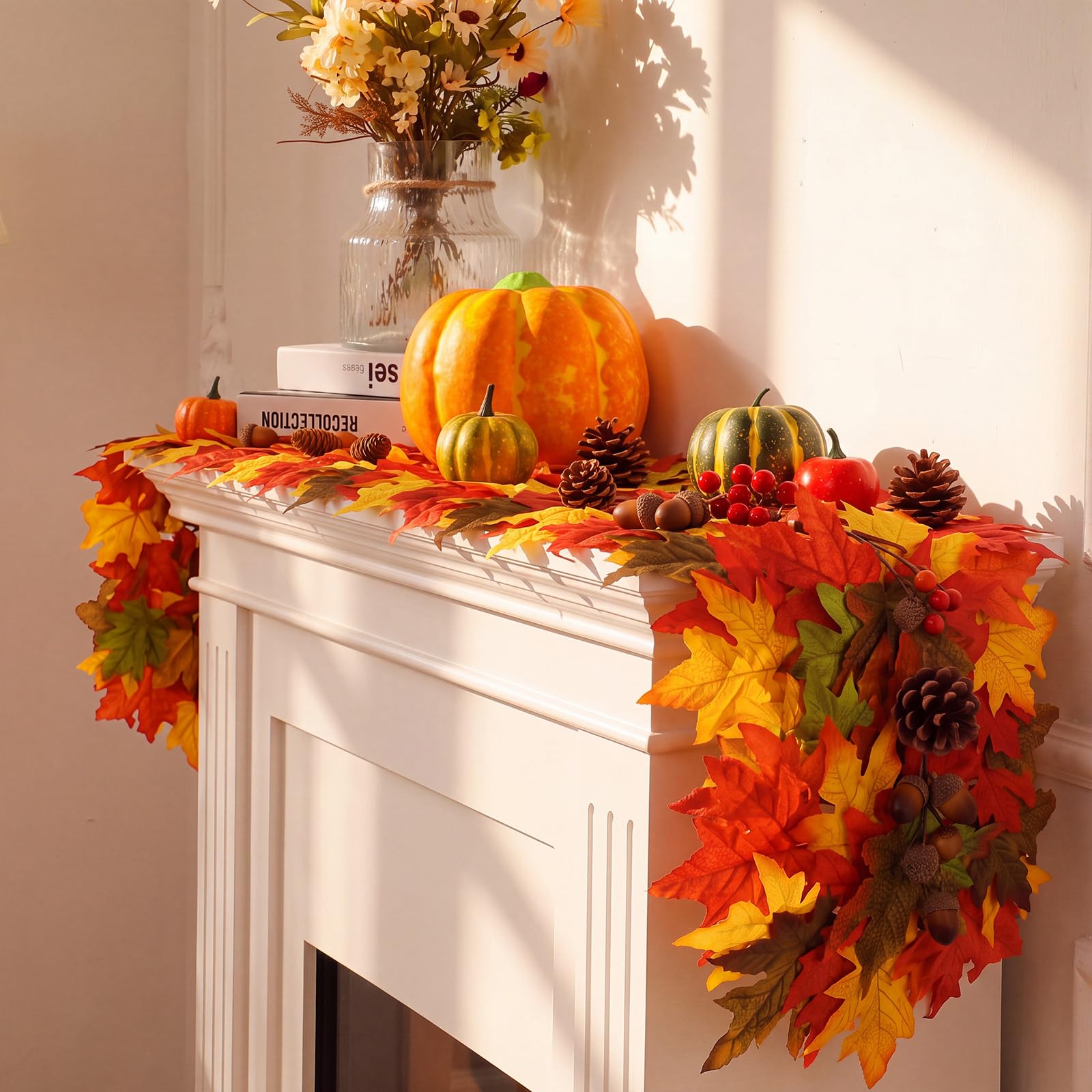 Multicolor fabric maple leaves runner for Thanksgiving table