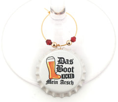 Gold tone ring wine charms with coordinating beads