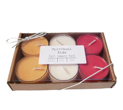 Fall Sampler Pack 6ct soy Fall Tealights with Fallen Leaves Pumpkin Pie Grandma's Apple Pie