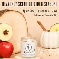 Fall scent Apple Cider with cinnamon notes in soy candle