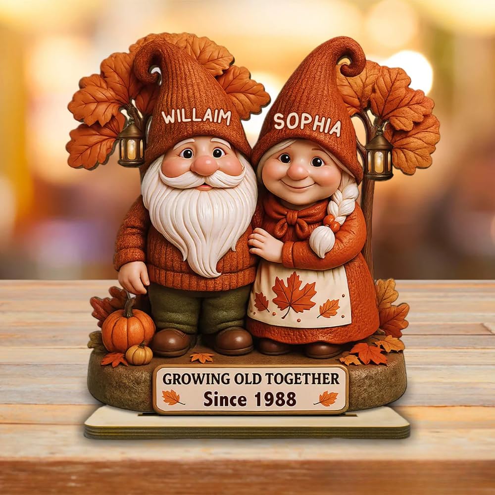 Fall Season Dwarf Couple personalized plaque 5.5 inch size