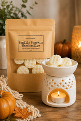 Fall scented melts packaging featuring vanilla pumpkin marshmallow fragrance
