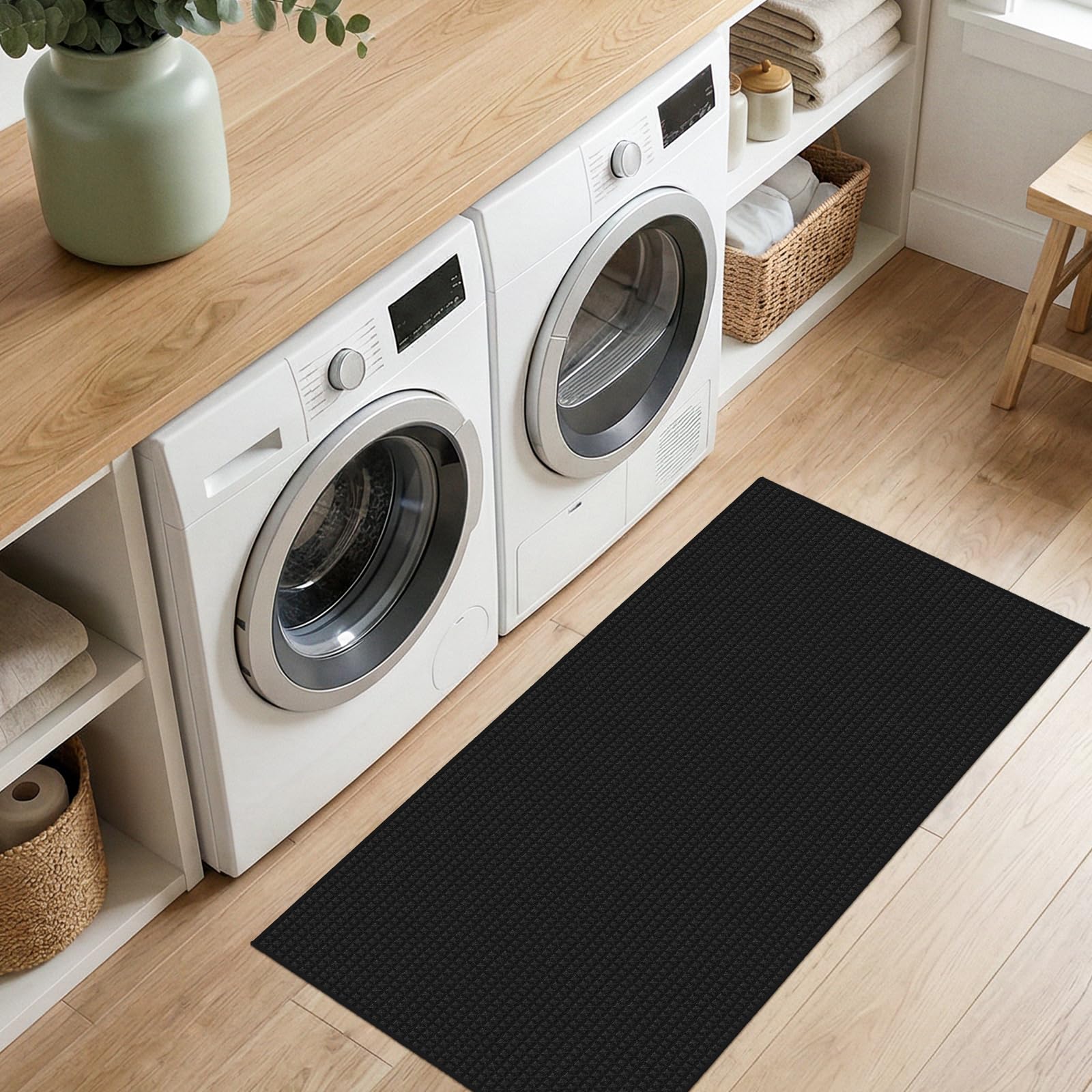 absorbent bath mat 2x4 waffle black