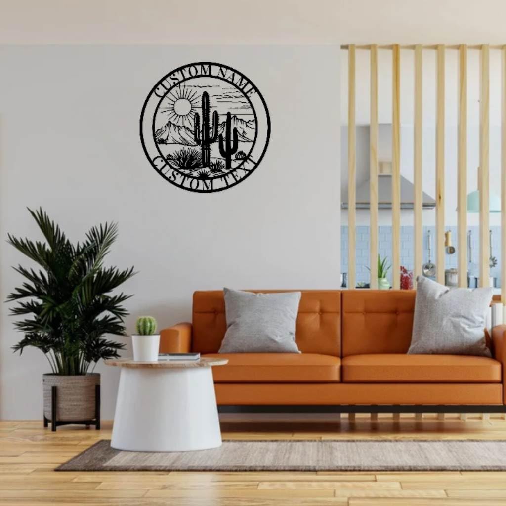 Southwest boho style cactus wall art for living room