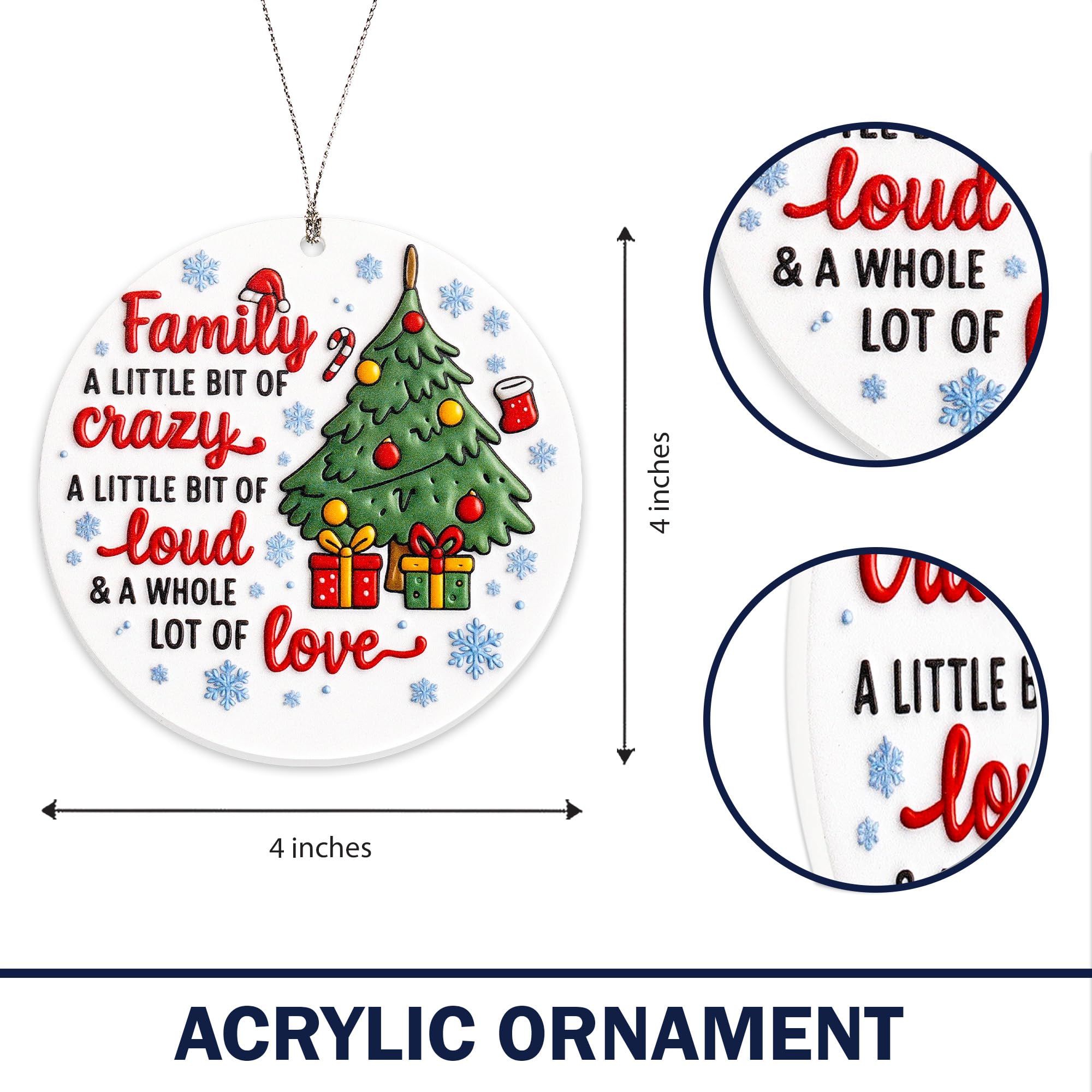 Family Ornaments for Christmas Tree displayed on tree