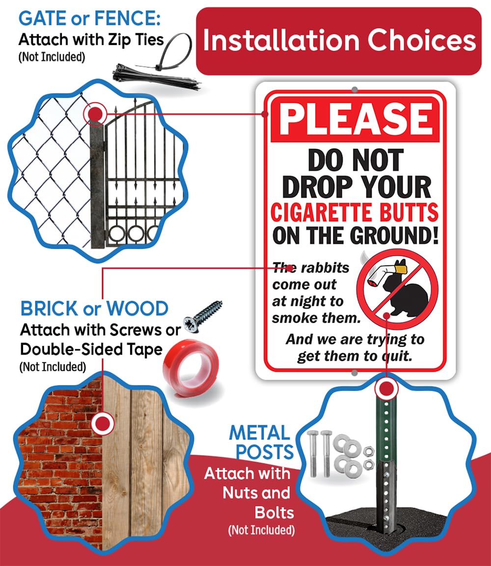 cigarette butt reminder sign for yards and patios