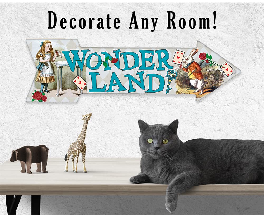 Wonderland metal sign designed for nursery and playroom decor