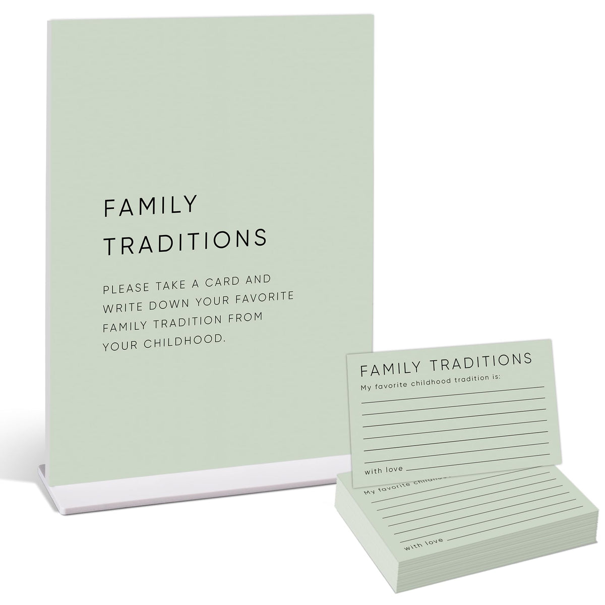 Family Traditions Baby Shower Games with 6x8 Acrylic Sign and Stand
