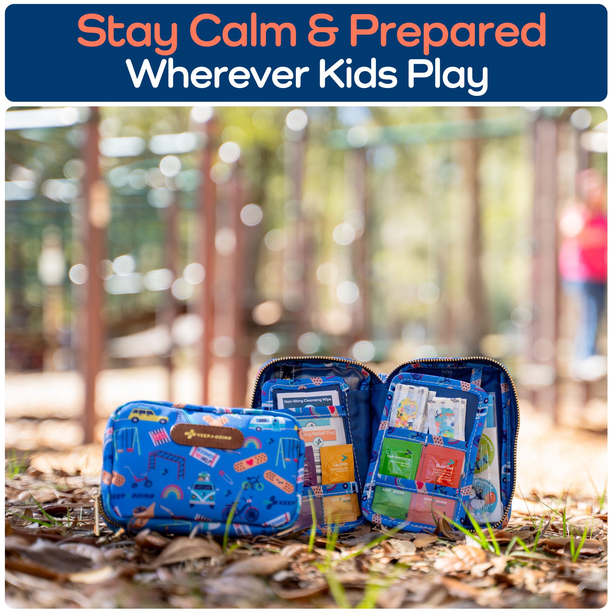 Family travel first aid kit designed for home and on the go