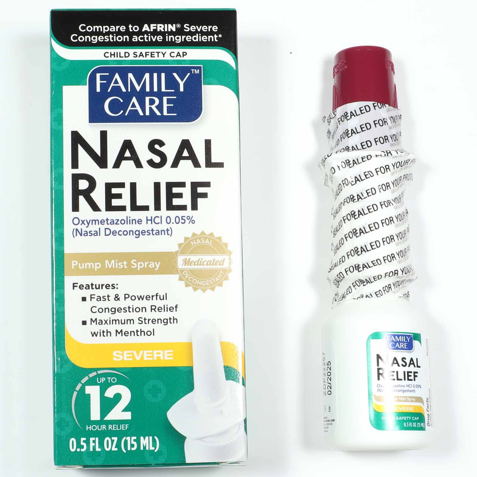 FamilyCare Nasal Relief Spray 12 hour packaging