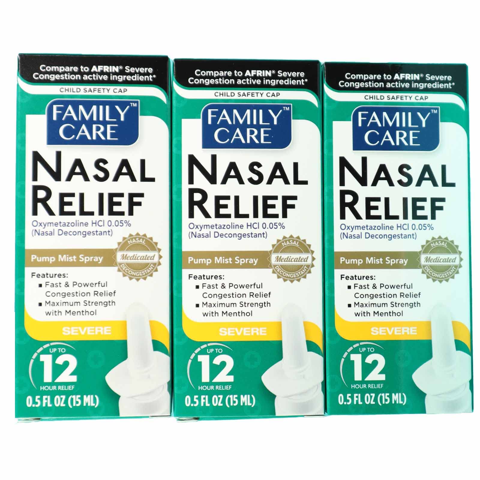 FamilyCare Nasal Relief Spray 3 pack pump mist