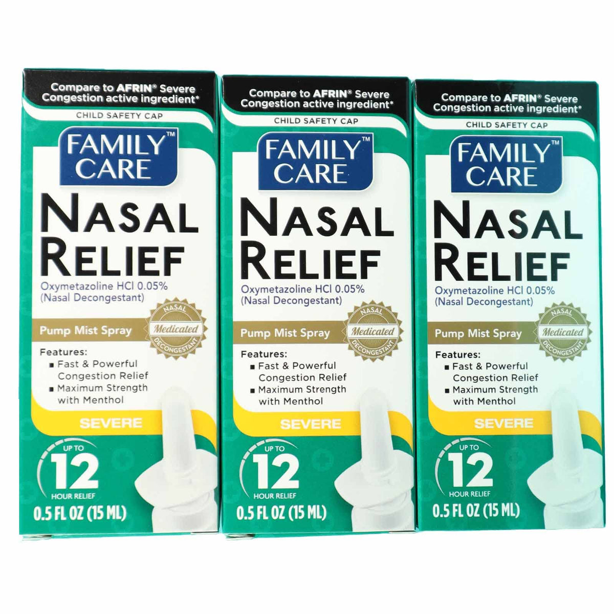 FamilyCare Nasal Relief Spray 3 pack pump mist