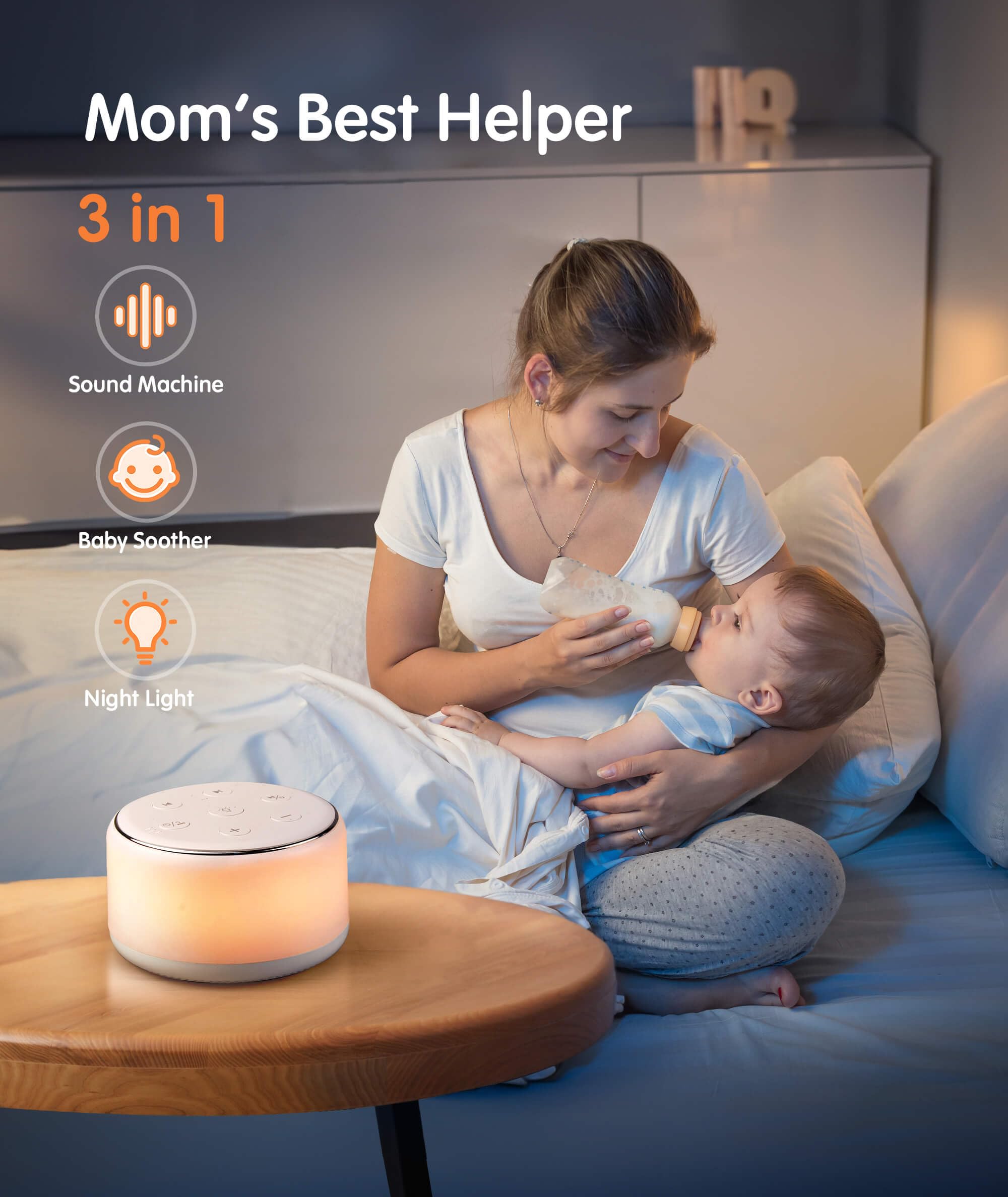 Baby sleep sound machine held in hand
