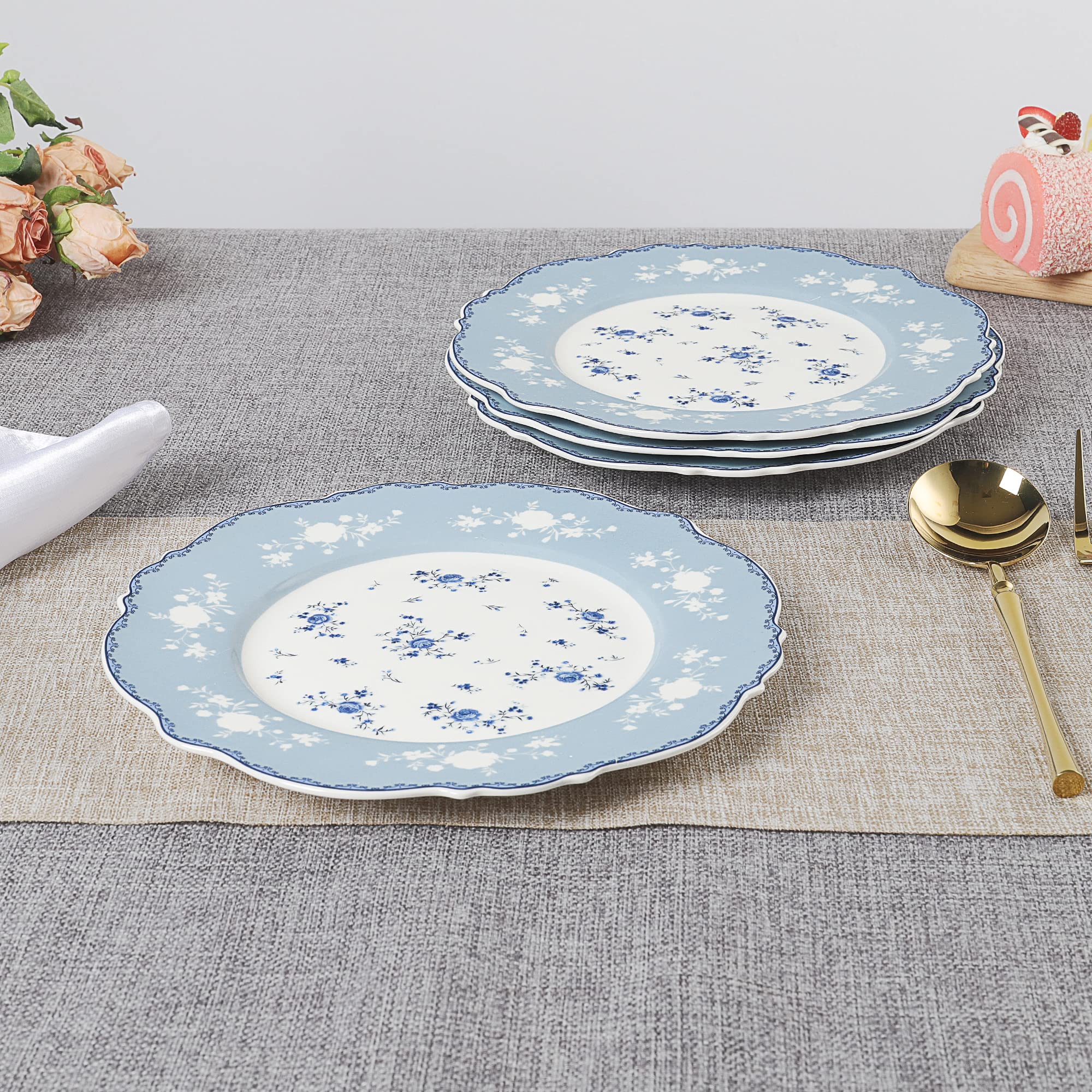 Four-piece porcelain plate set for casual and formal dining