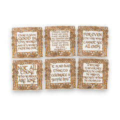 Fantasy Quotes coaster set of 6 raw maple wood