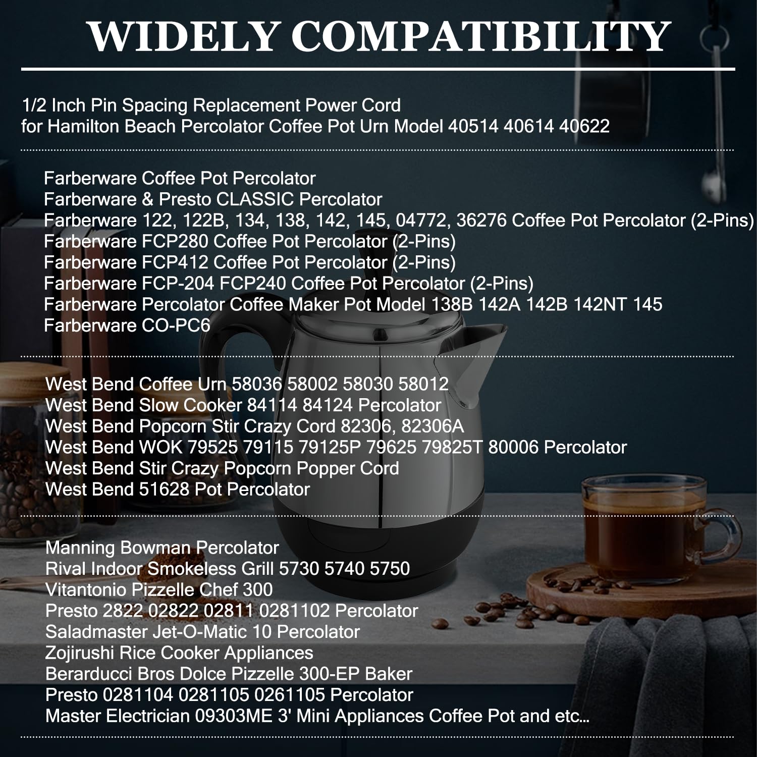 Farberware coffee pot percolator cord compatible with model 134 138 142