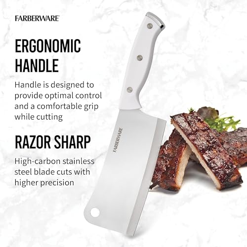 Self sharpening blade cover and cleaver in use