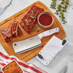 High carbon stainless steel blade on Farberware cleaver