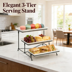 12 inch white plastic tiered trays by Farielyn-X