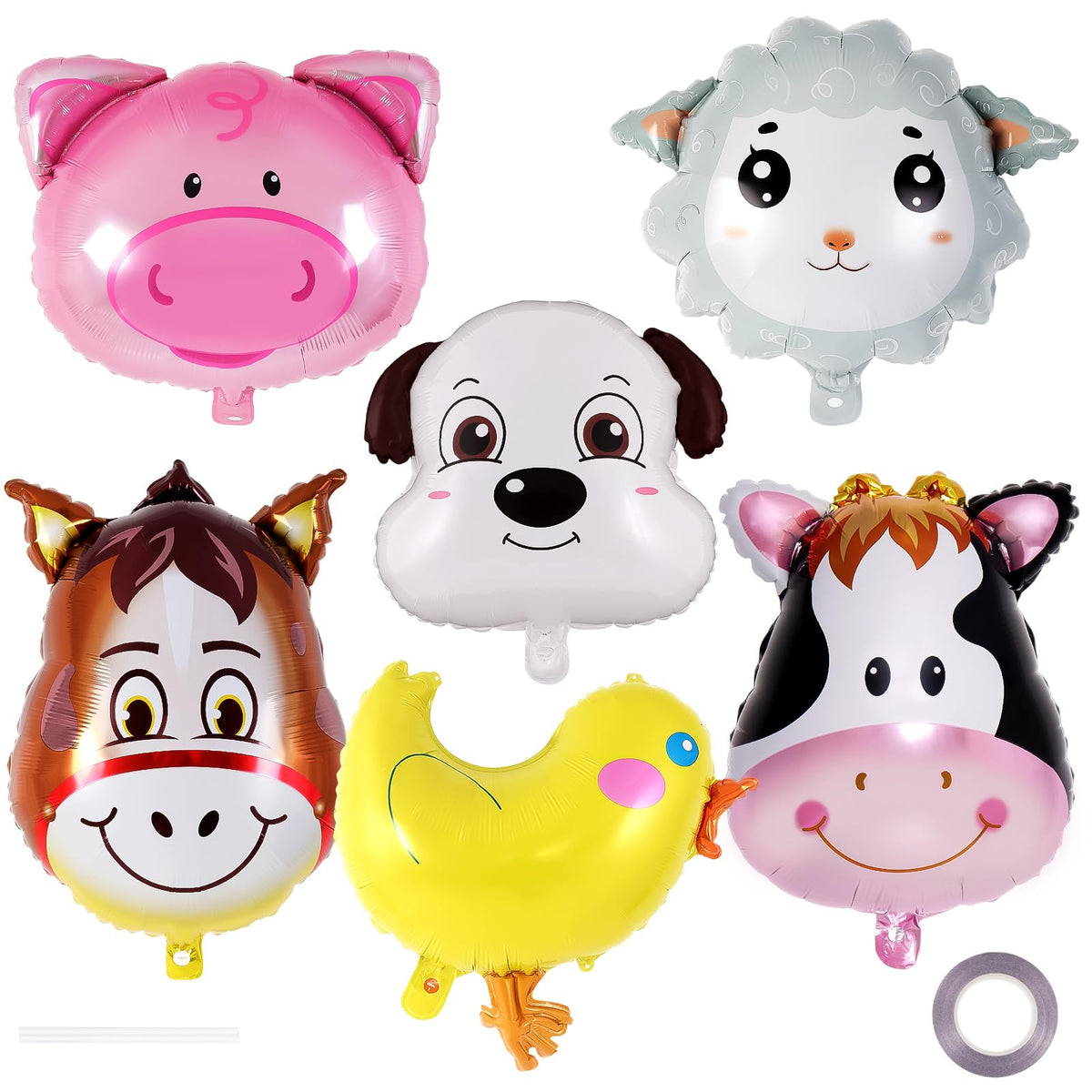 Farm Animal Balloons set including cow horse sheep pig chicken dog