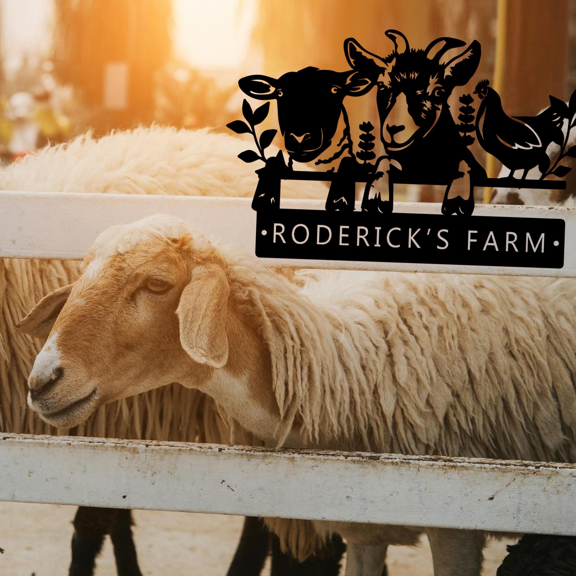 Farm Animals Wall Art display with goats and chickens