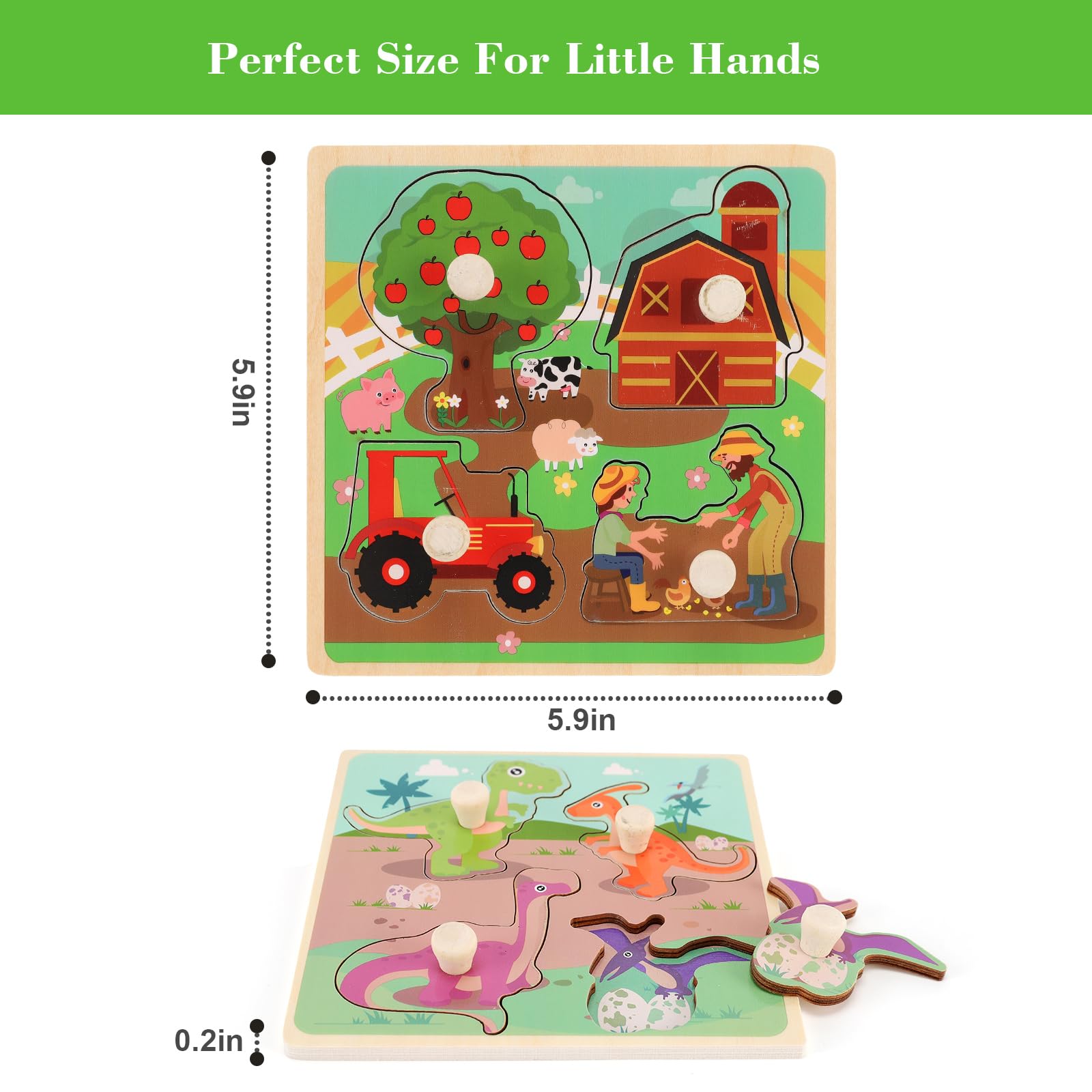 Fruit themed peg puzzle for toddlers wooden pieces