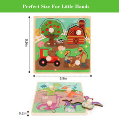 Fruit themed peg puzzle for toddlers wooden pieces
