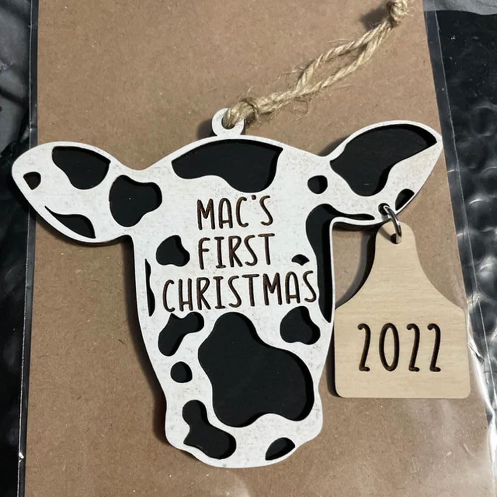 Farmhouse style baby decor wooden ornament with twine hanger