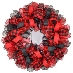 Farmhouse Buffalo Plaid Wreath TB30 24 inch front door display