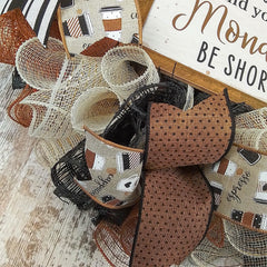 Farmhouse burlap wreath with coordinating ribbons
