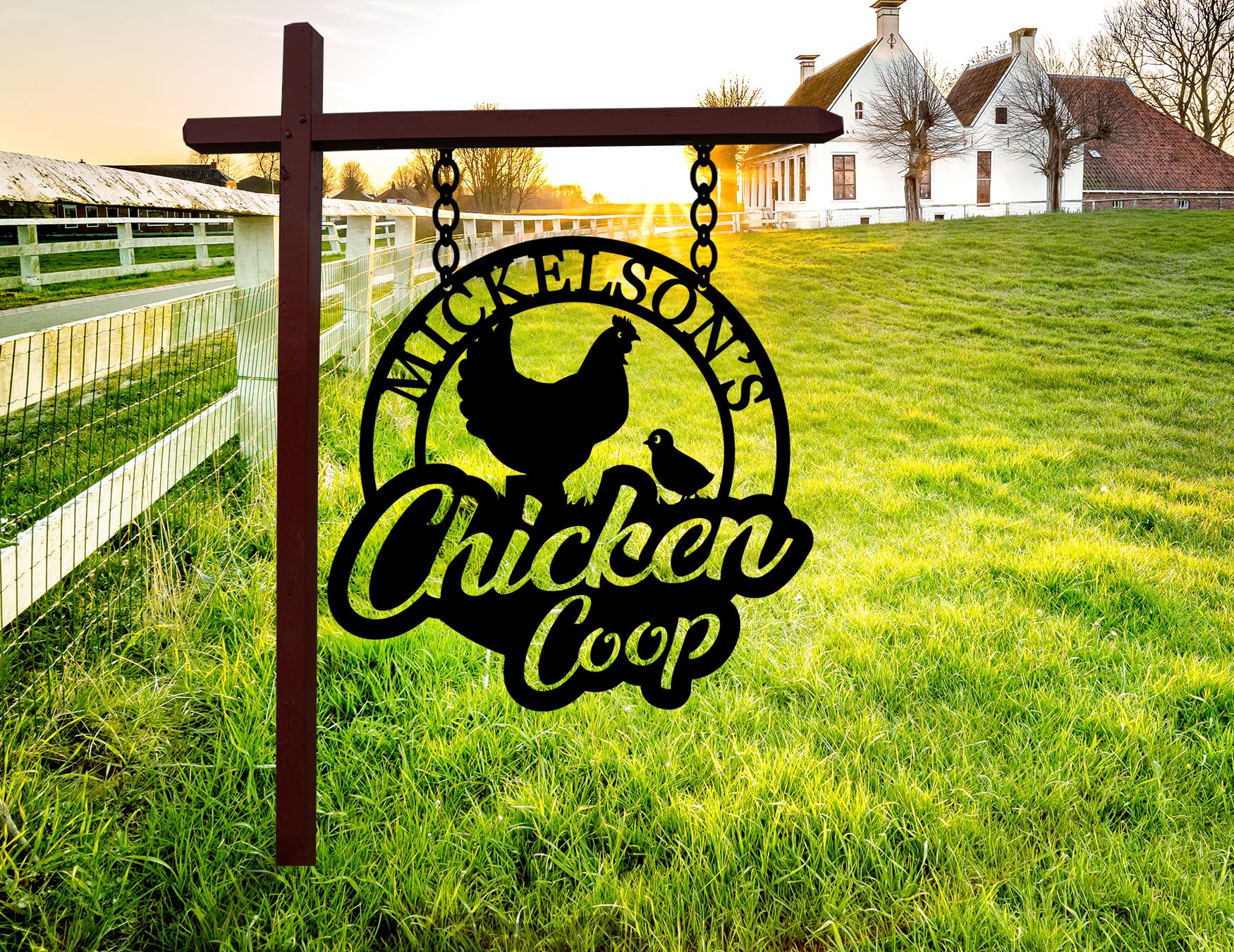 Large Metal Wall Art Hen House Welcome Sign
