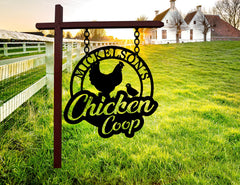 Large Metal Wall Art Hen House Welcome Sign