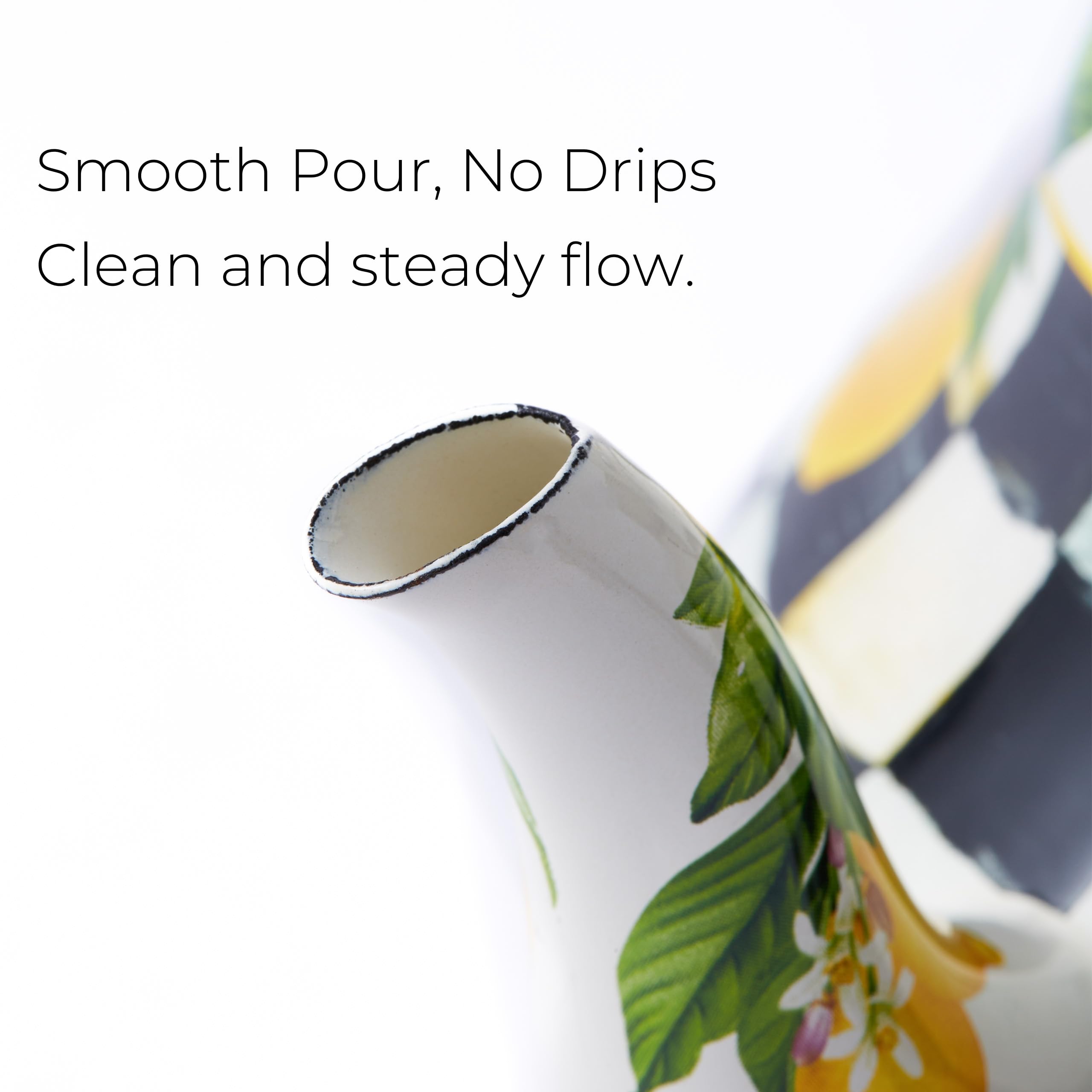 Farmhouse decor friendly teapot in black and white checks