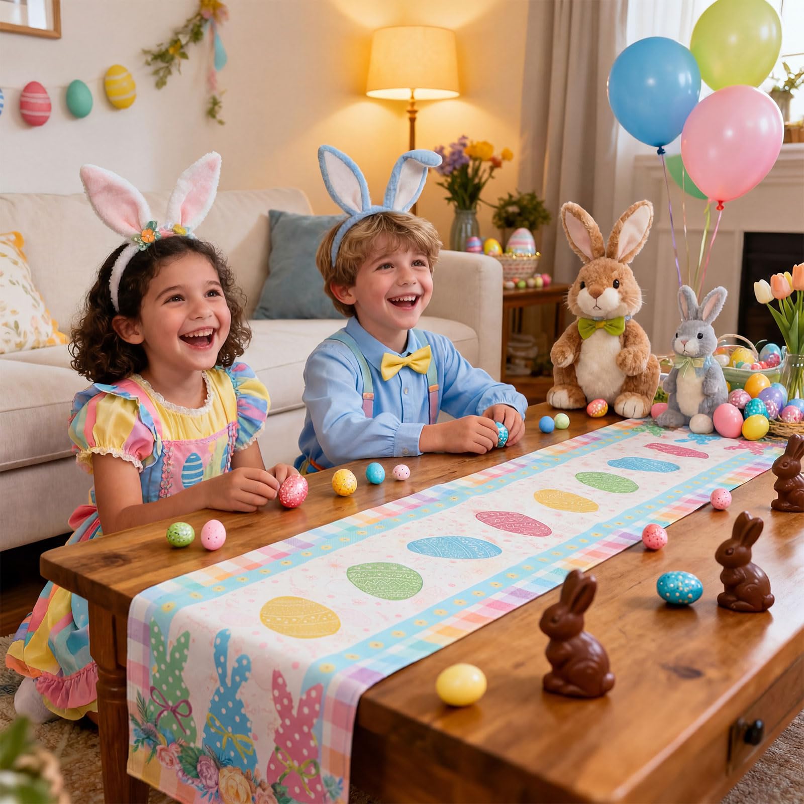 Farmhouse Easter table runner linen material