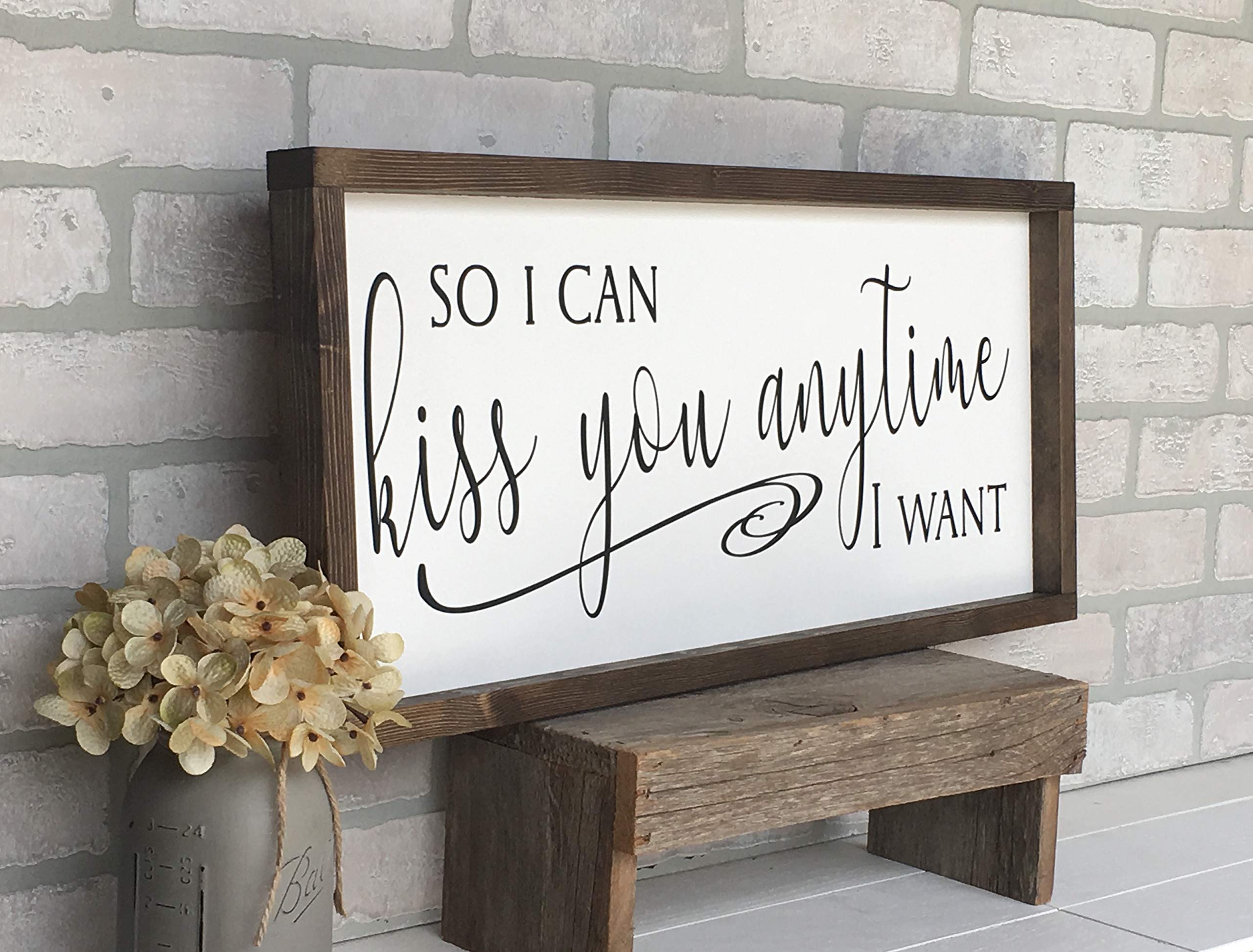 Hand stained pine frame on wooden sign